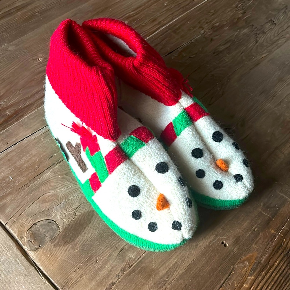 Garnet Hill Boiled Wool Snowman Slippers size 3